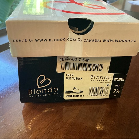 BLONDO women’s waterproof Emilia sandals size 7.5 black nubuck slides - Picture 10 of 11